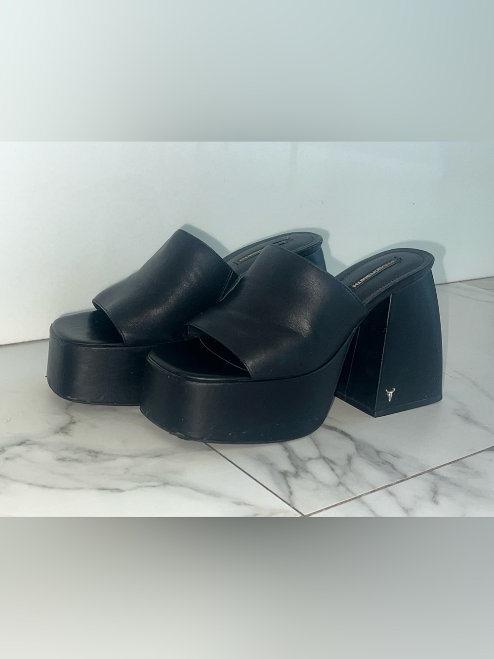 Windsor Smith Black Platform Slide Mules